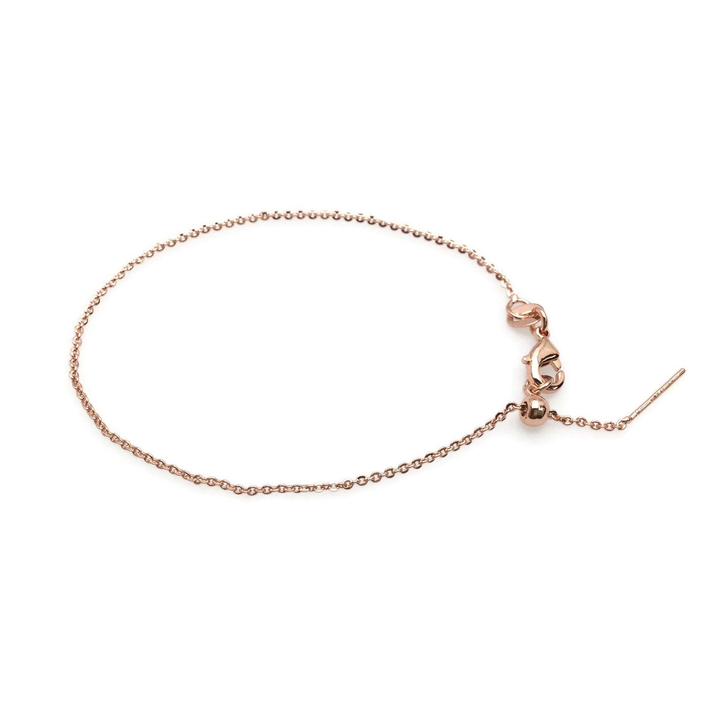 Adjustable Brass Cable Chain Bracelet with Pin End for Adding Beads, High Quality Plated Slider Clasp Blank Wholesale Jewelry Supplies