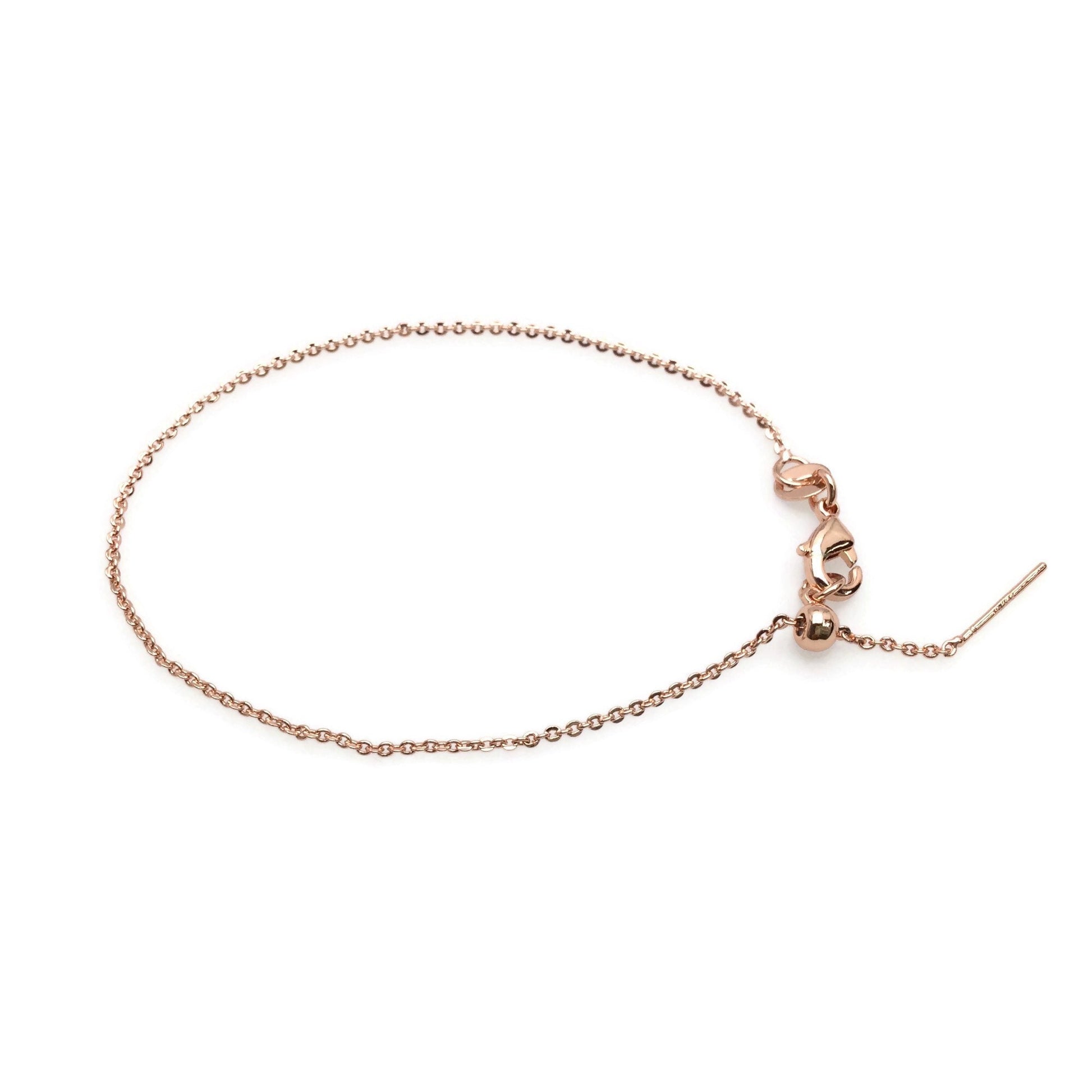 Adjustable Brass Cable Chain Bracelet with Pin End for Adding Beads, High Quality Plated Slider Clasp Blank Wholesale Jewelry Supplies