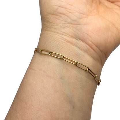 10pcs Stainless Steel Paperclip Chain Bracelet Wholesale, 20cm long Tarnish Resistant Dainty Chain for Jewelry Making