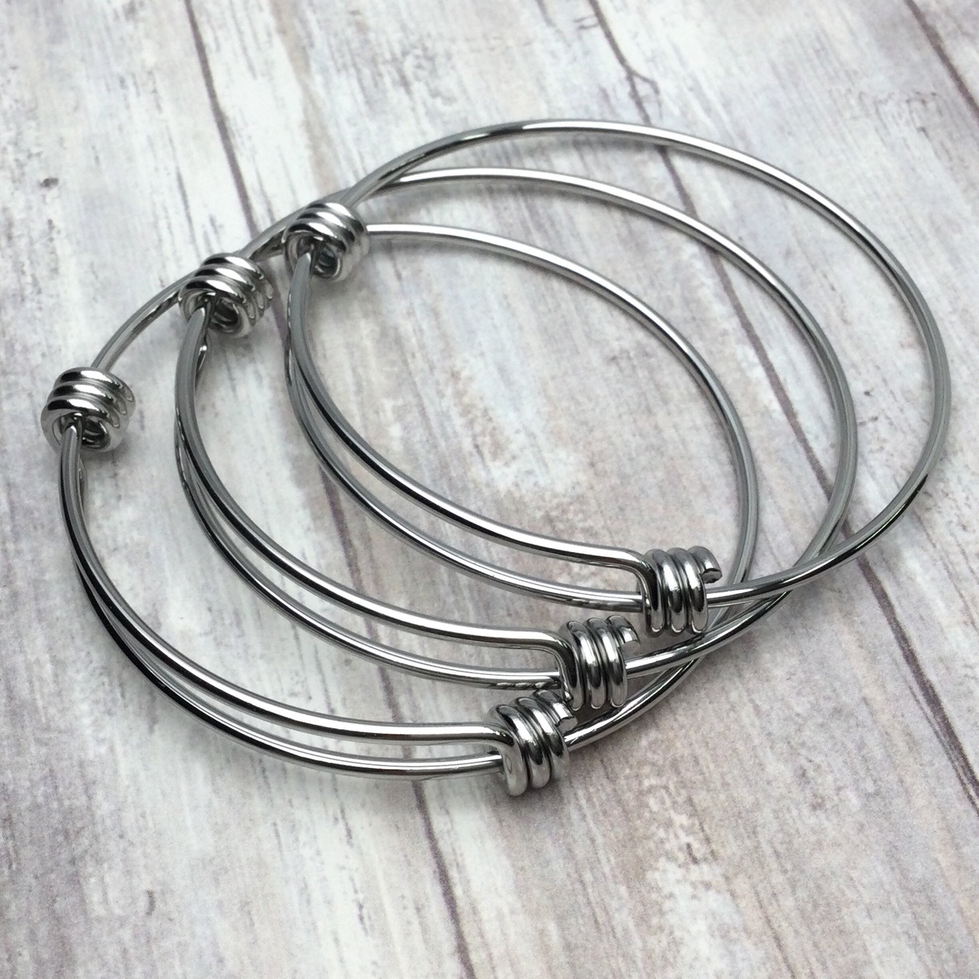 Bulk 50pcs 1.8mm Thick Stainless Steel Adjustable Wire Blank Bangle Bracelet for Jewelry Making, Waterproof Heavy Stackable Bangles