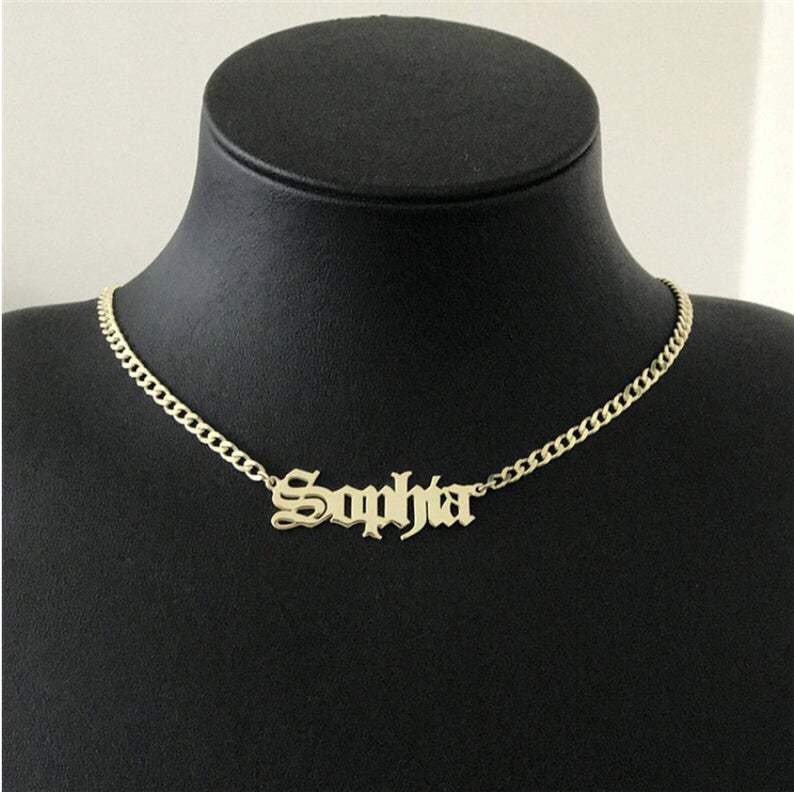 Custom Name Cuban Chain Necklace, Stainless Steel Personalized Choker, Tarnish Resistant Heavy Link Curb Jewelry, Birthday Gift for Men