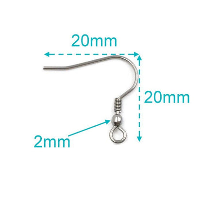 Coil Ball Bead Stainless Steel Surgical 316L Hypo-Allergenic French Ear Wire DIY Earring Jewelry Findings