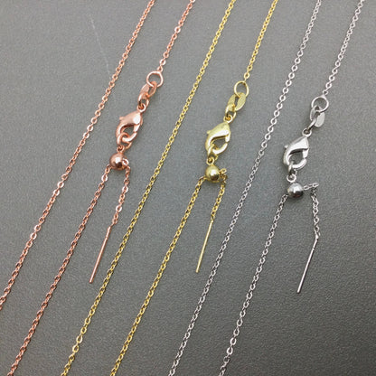 Bulk Brass Adjustable Cable Chain Necklace with Pin End for Adding Beads, Wholesale Slider Clasp Chain Blank DIY Jewelry Making Supplies