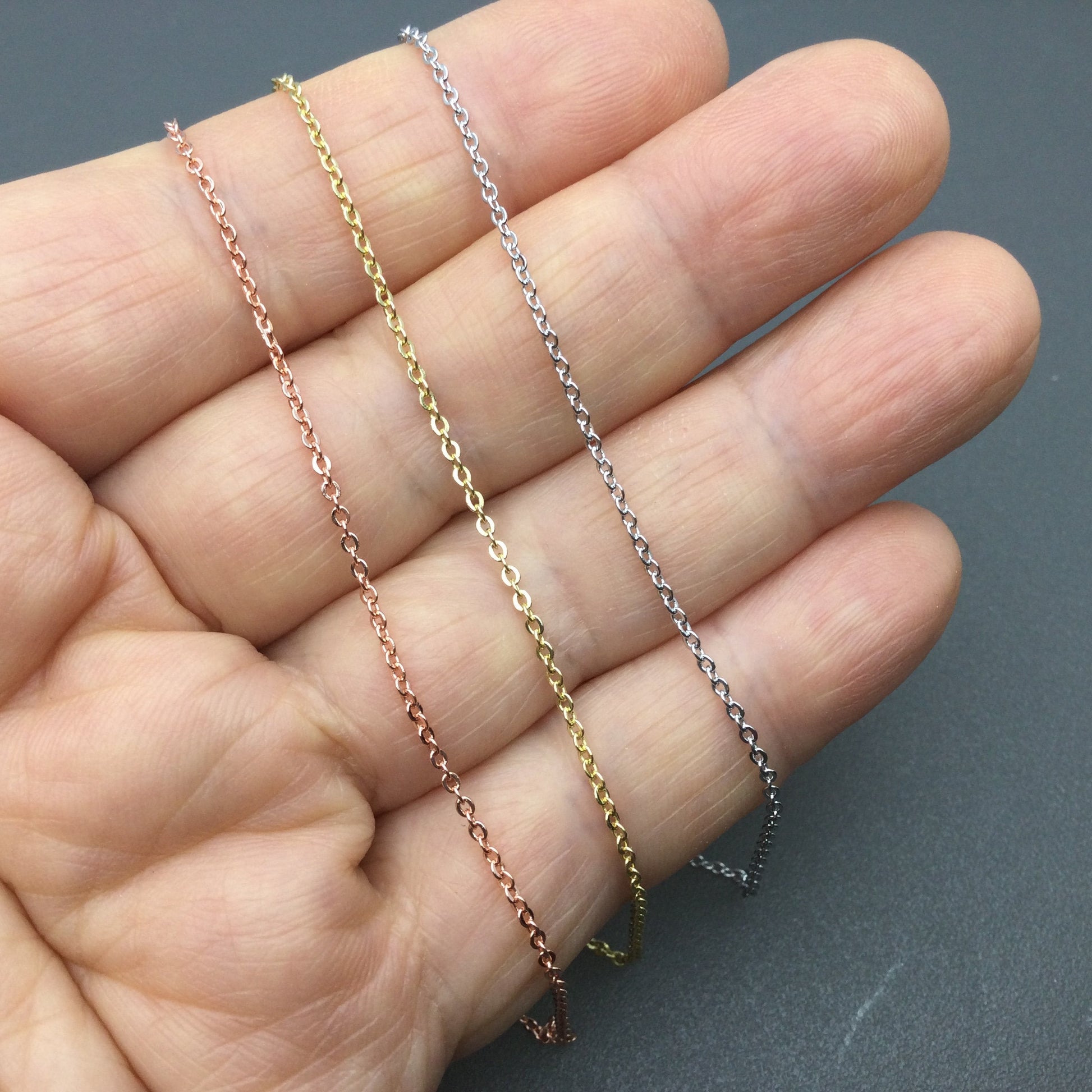 Bulk Brass Adjustable Cable Chain Necklace with Pin End for Adding Beads, Wholesale Slider Clasp Chain Blank DIY Jewelry Making Supplies