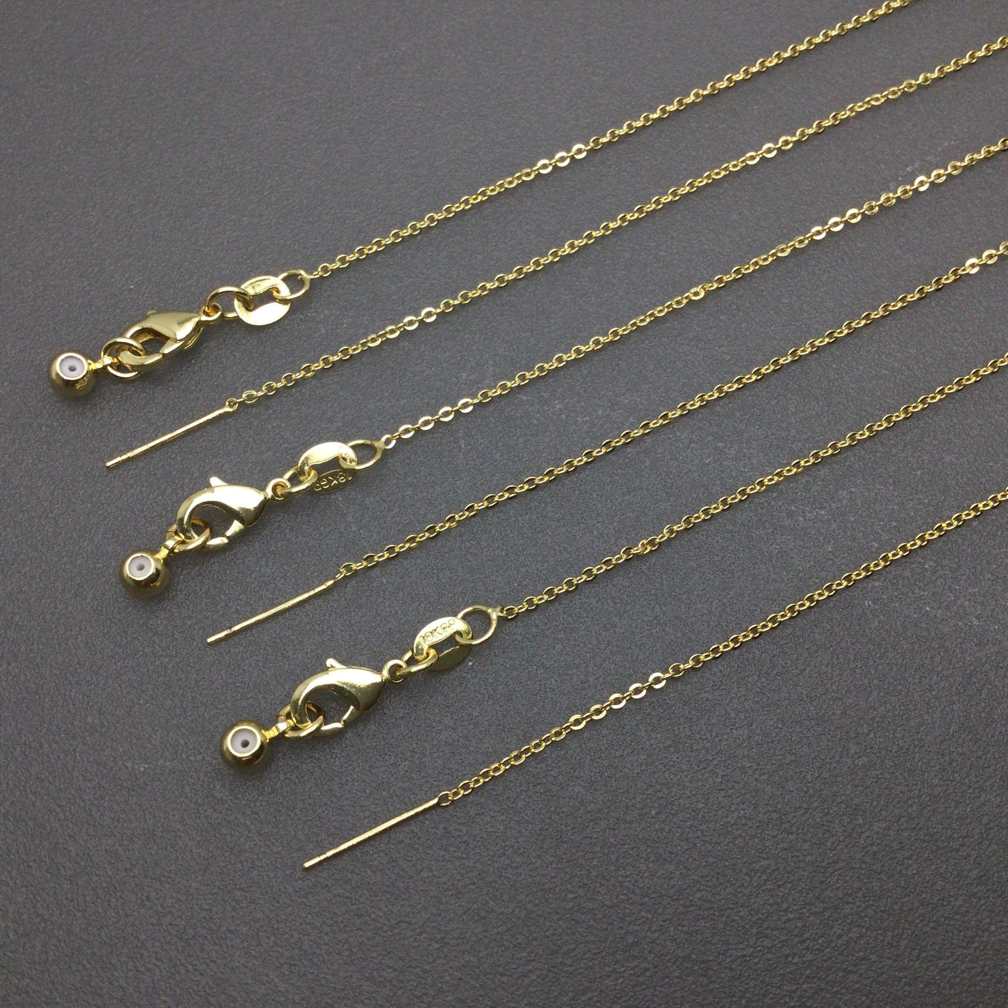 Bulk Brass Adjustable Cable Chain Necklace with Pin End for Adding Beads, Wholesale Slider Clasp Chain Blank DIY Jewelry Making Supplies