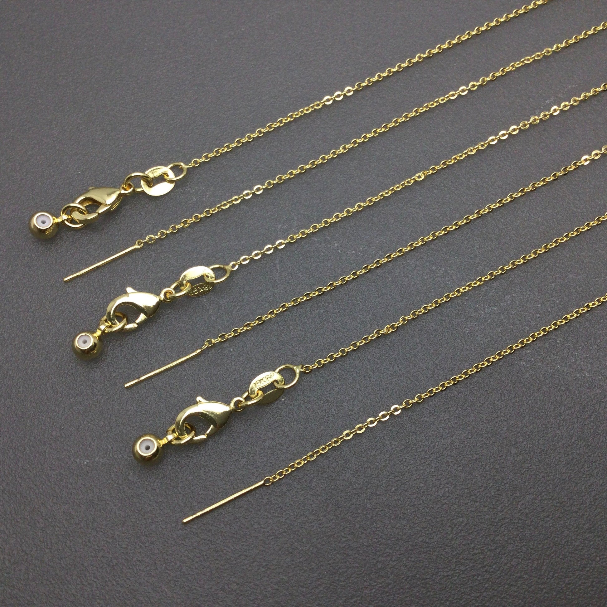 Bulk Brass Adjustable Cable Chain Necklace with Pin End for Adding Beads, Wholesale Slider Clasp Chain Blank DIY Jewelry Making Supplies