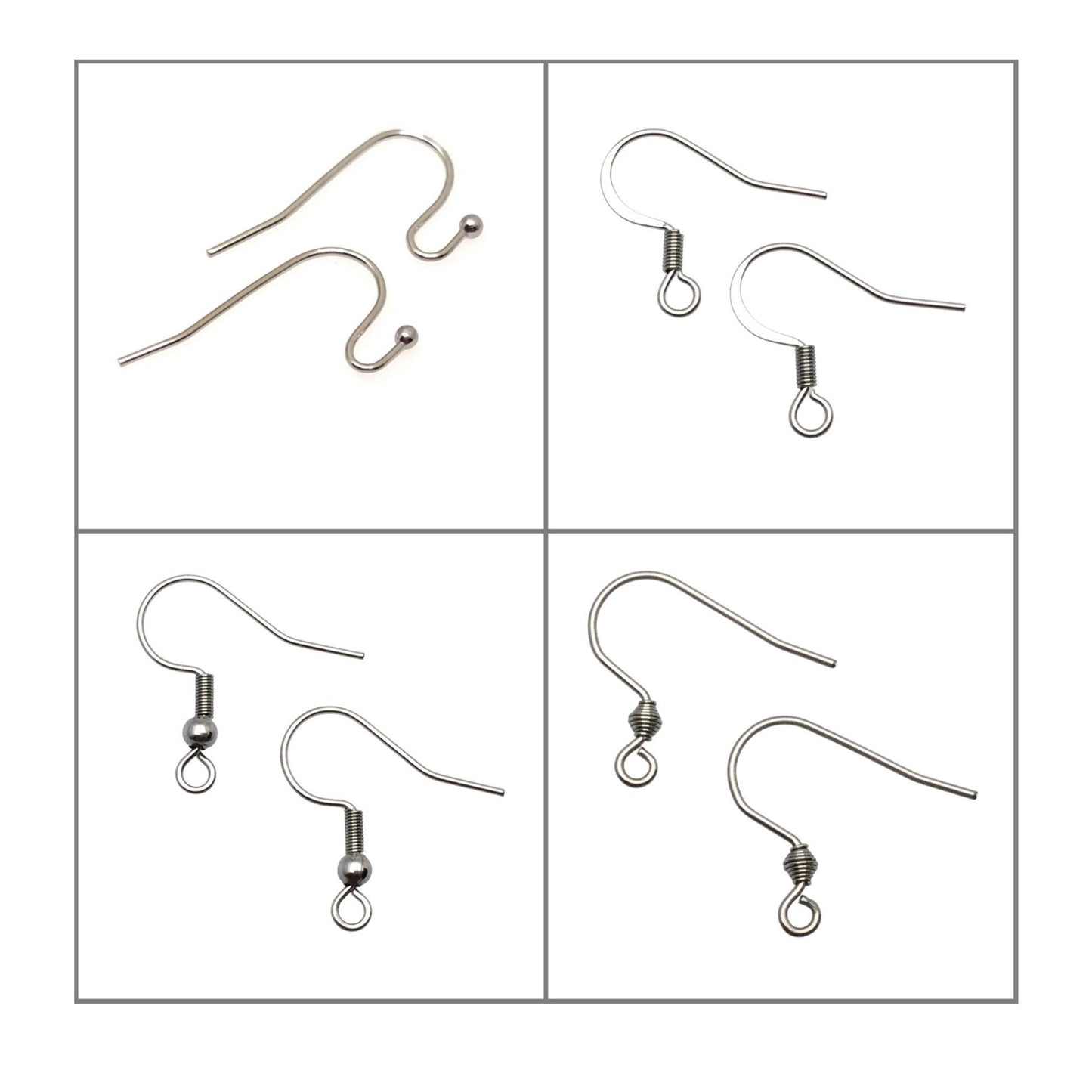 Stainless Steel Surgical 316L Hypo-Allergenic French Ear Wire DIY Earring Jewelry Findings You Pick Style