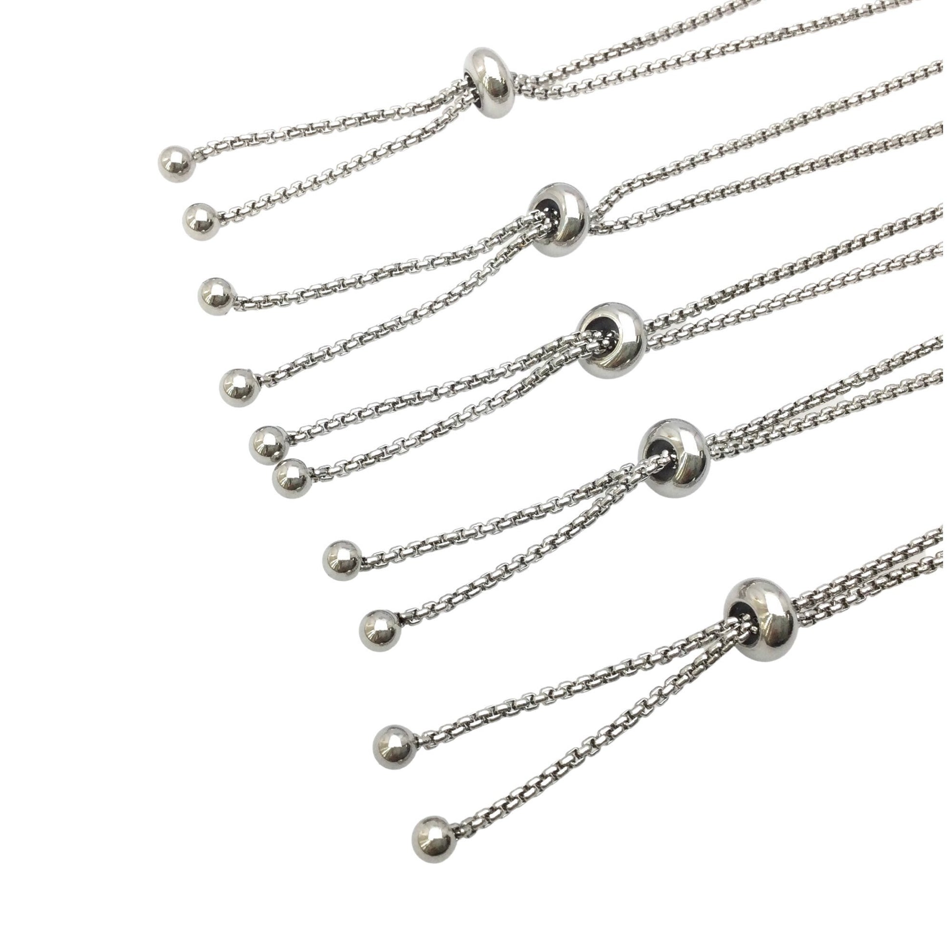 Bulk Stainless Steel Adjustable Bolo Bracelet for Jewelry Making, 1.8mm Waterproof Slider Box Chain Semi Finished Wholesale Supply