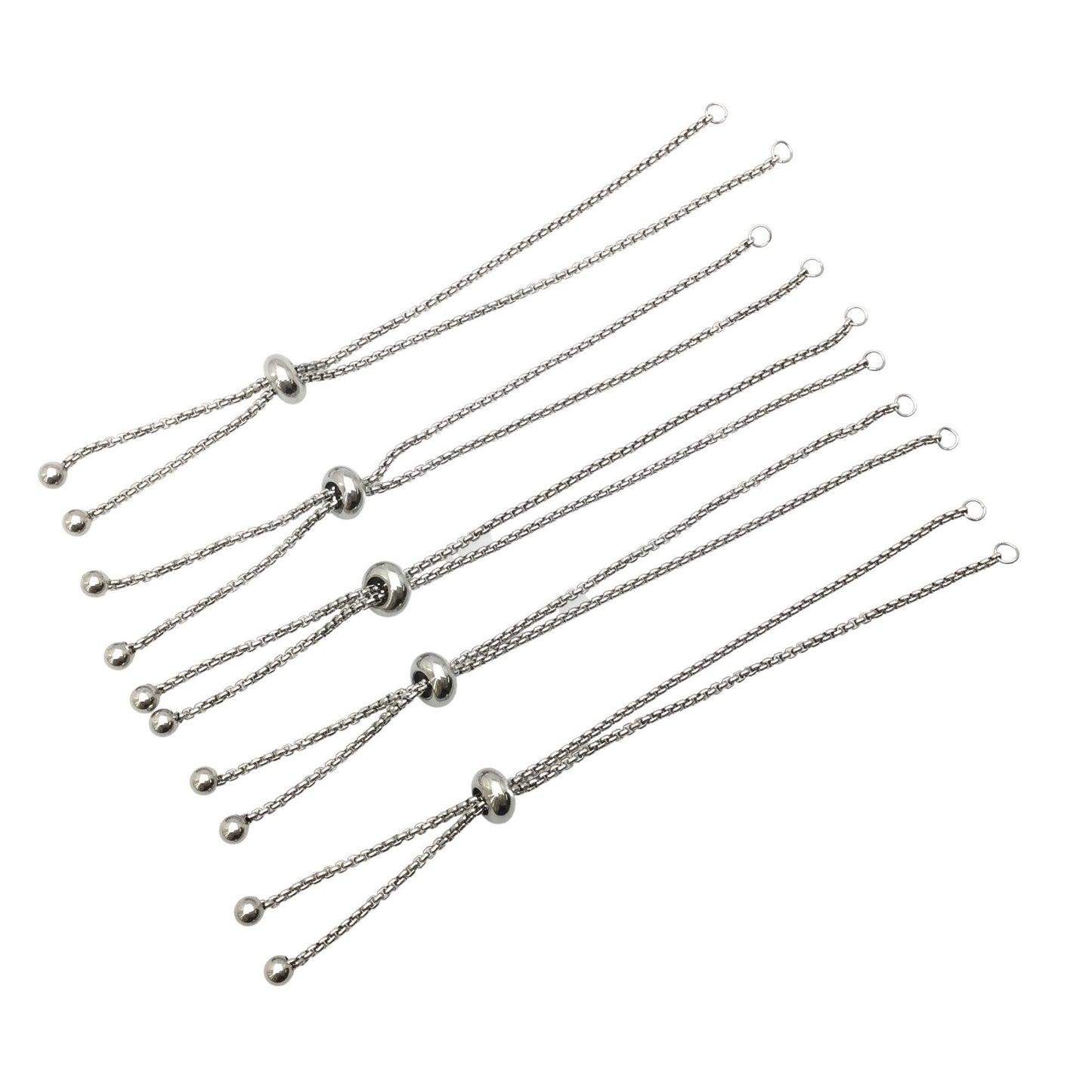 Bulk Stainless Steel Adjustable Bolo Bracelet for Jewelry Making, 1.8mm Waterproof Slider Box Chain Semi Finished Wholesale Supply