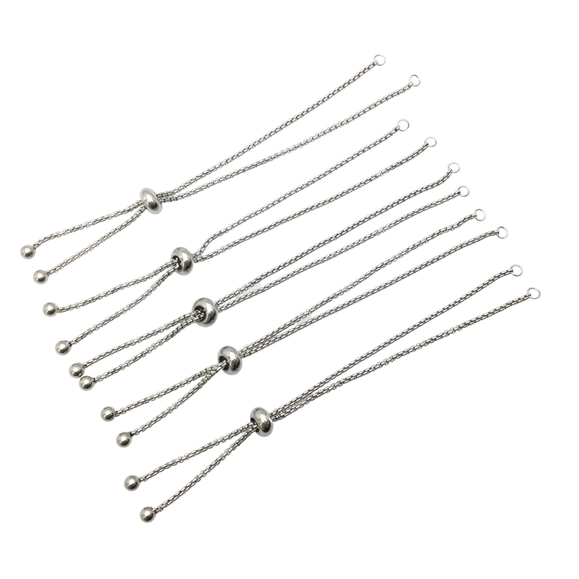 Bulk Stainless Steel Adjustable Bolo Bracelet for Jewelry Making, 1.8mm Waterproof Slider Box Chain Semi Finished Wholesale Supply