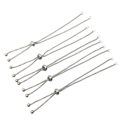 Bulk Stainless Steel Adjustable Bolo Bracelet for Jewelry Making, 1.8mm Waterproof Slider Box Chain Semi Finished Wholesale Supply