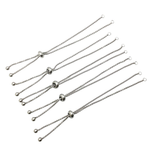 Bulk Stainless Steel Adjustable Bolo Bracelet for Jewelry Making, 1.8mm Waterproof Slider Box Chain Semi Finished Wholesale Supply