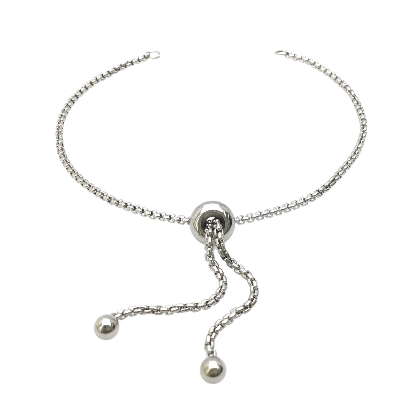 Bulk Stainless Steel Adjustable Bolo Bracelet for Jewelry Making, 1.8mm Waterproof Slider Box Chain Semi Finished Wholesale Supply