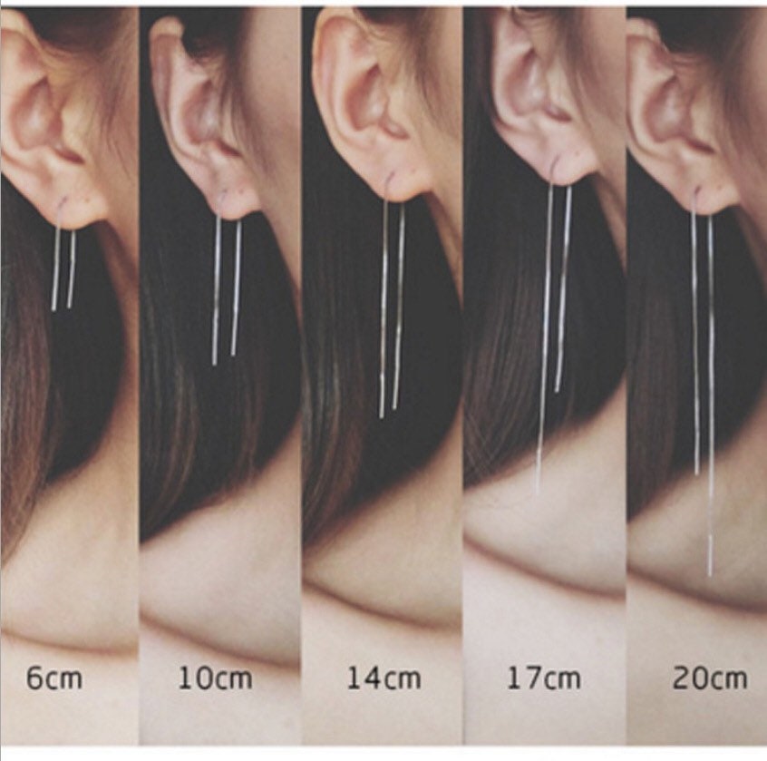 Stainless Steel Ear Thread O link Dangle Chain Ear Threader Earrings Pull Through Earring Hypoallergenic 5 pairs / 25 pairs
