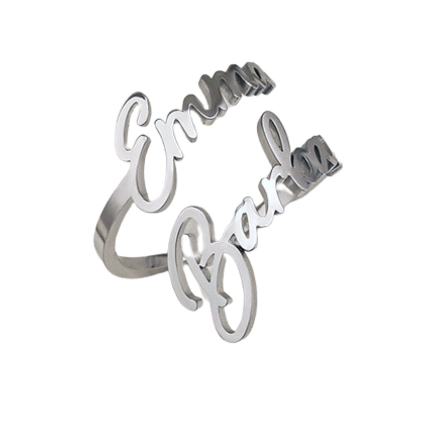 Personalized Double Name Ring, Stainless Steel Custom Initial Jewelry, Adjustable Two Name Rings, Romantic Anniversary Couples Gift for Her