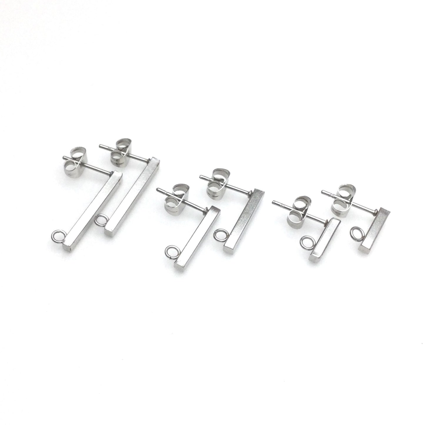 100 pcs lot Stainless Steel 316L Stick Earrings with loop Stud Earring Blanks DIY Earring Jewelry Findings