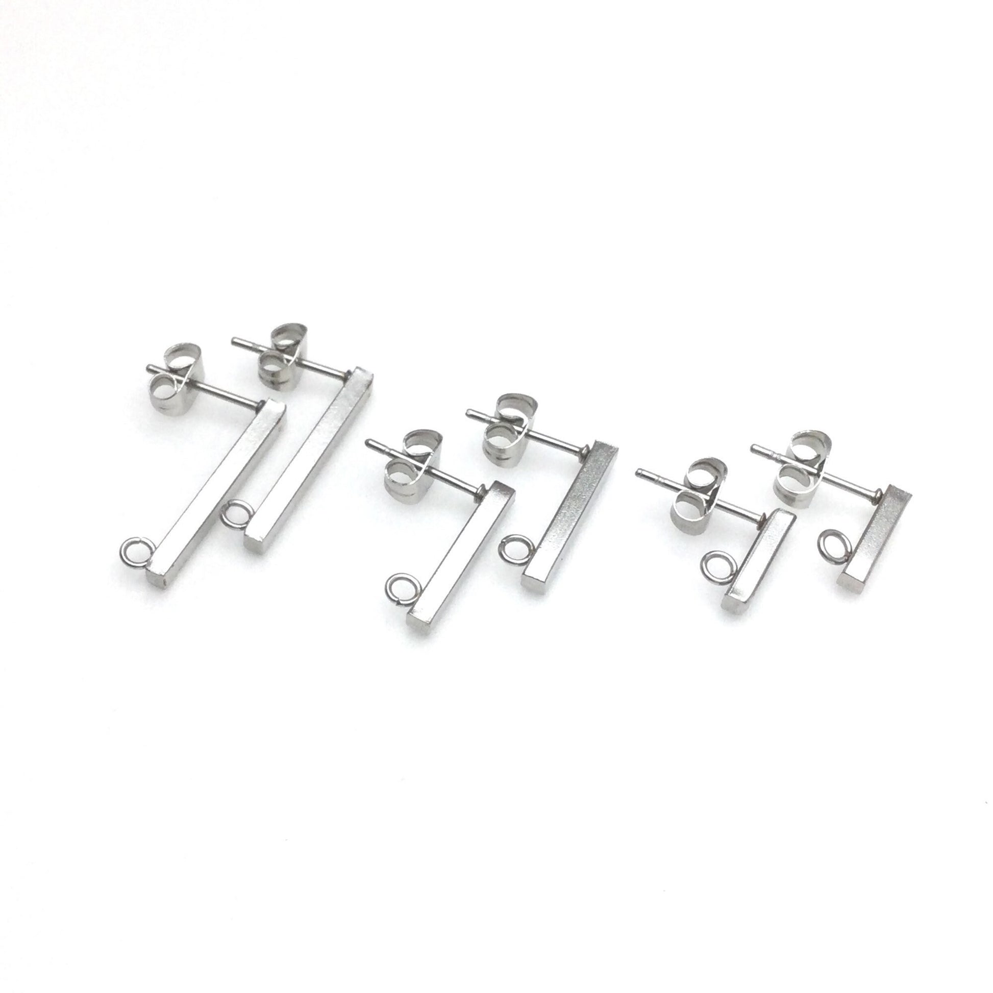 100 pcs lot Stainless Steel 316L Stick Earrings with loop Stud Earring Blanks DIY Earring Jewelry Findings