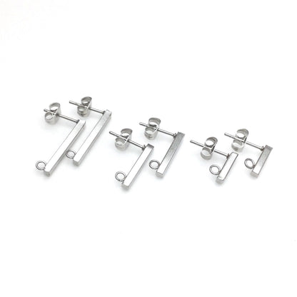 100 pcs lot Stainless Steel 316L Stick Earrings with loop Stud Earring Blanks DIY Earring Jewelry Findings
