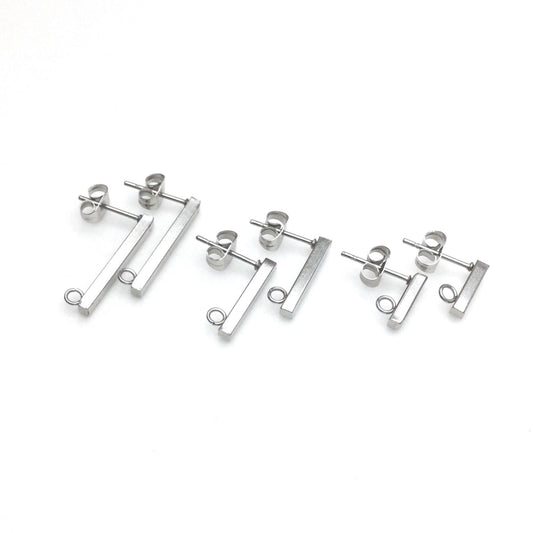 100 pcs lot Stainless Steel 316L Stick Earrings with loop Stud Earring Blanks DIY Earring Jewelry Findings