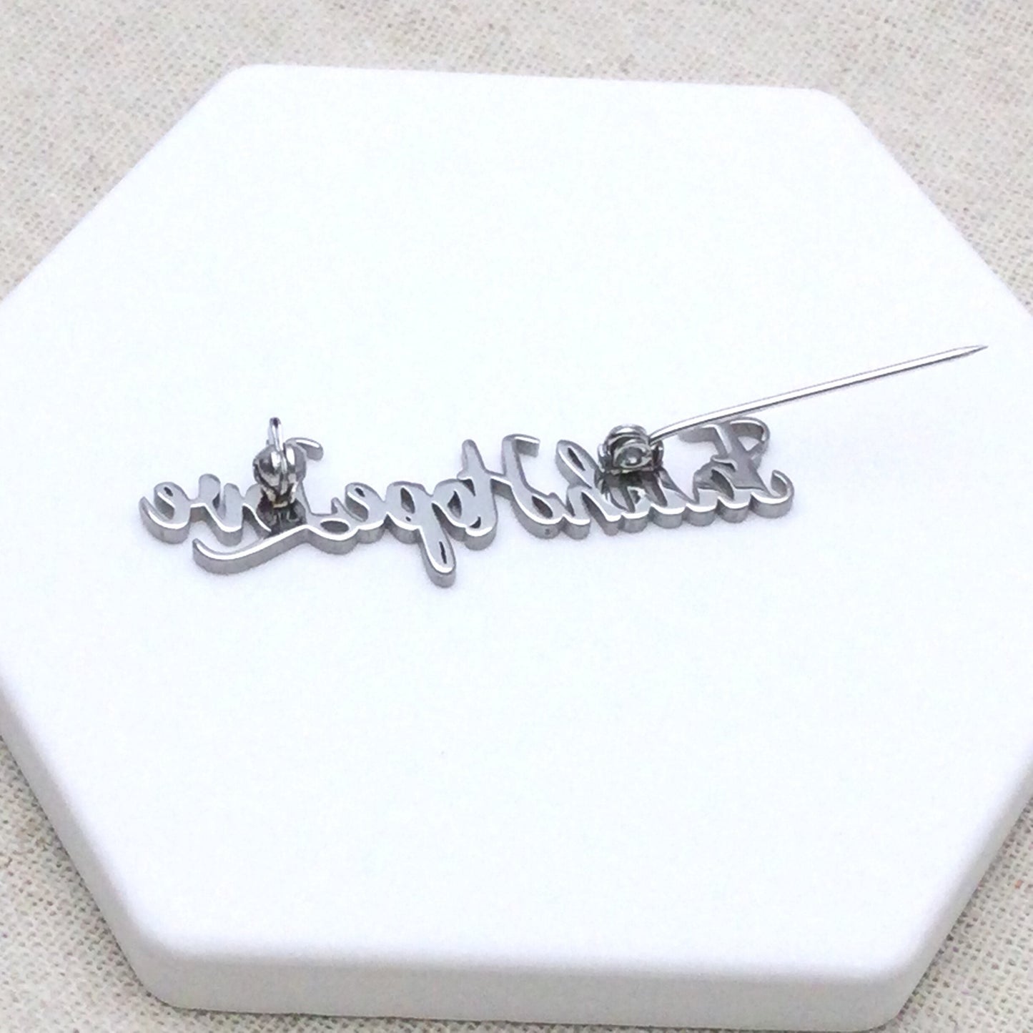 Custom Stainless Steel Name Pin, Personalized Brooch for Suit, Corporate Gift for Employees, Engraved Metal Name Tag Business Jewelry
