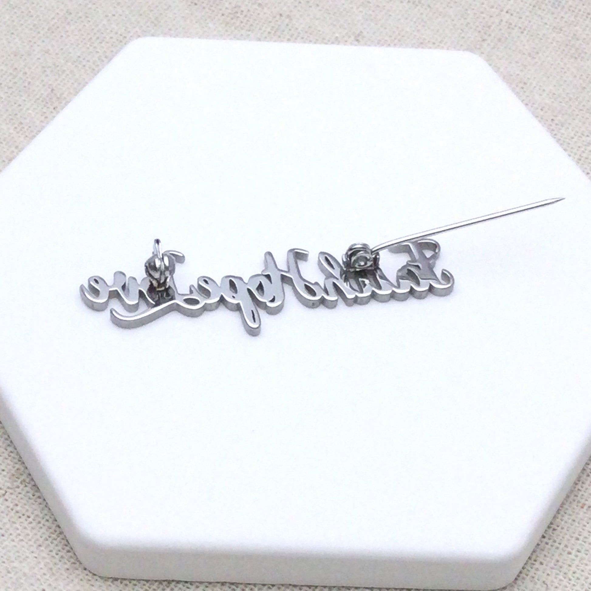 Custom Stainless Steel Name Pin, Personalized Brooch for Suit, Corporate Gift for Employees, Engraved Metal Name Tag Business Jewelry