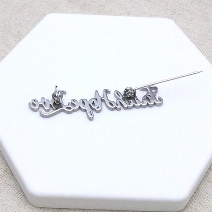 Custom Stainless Steel Name Pin, Personalized Brooch for Suit, Corporate Gift for Employees, Engraved Metal Name Tag Business Jewelry