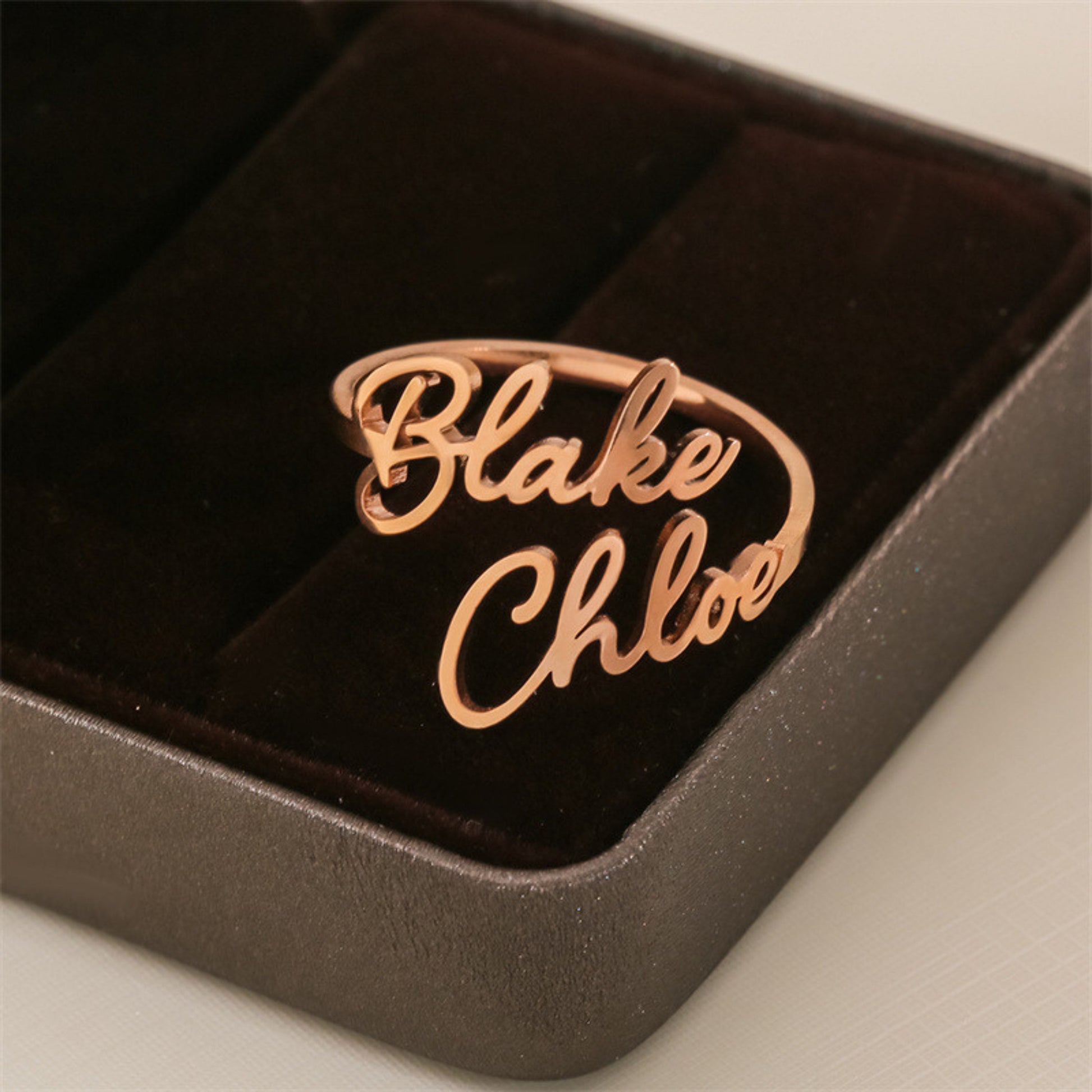 Personalized Double Name Ring, Stainless Steel Custom Initial Jewelry, Adjustable Two Name Rings, Romantic Anniversary Couples Gift for Her