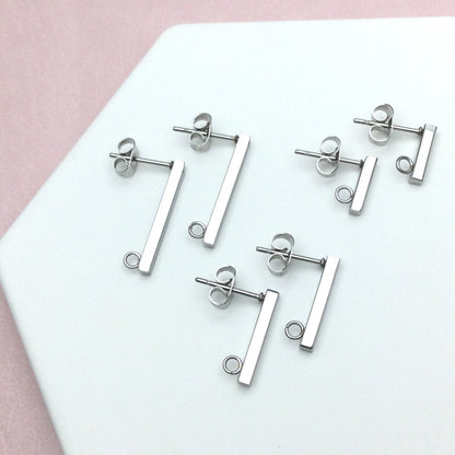 100 pcs lot Stainless Steel 316L Stick Earrings with loop Stud Earring Blanks DIY Earring Jewelry Findings