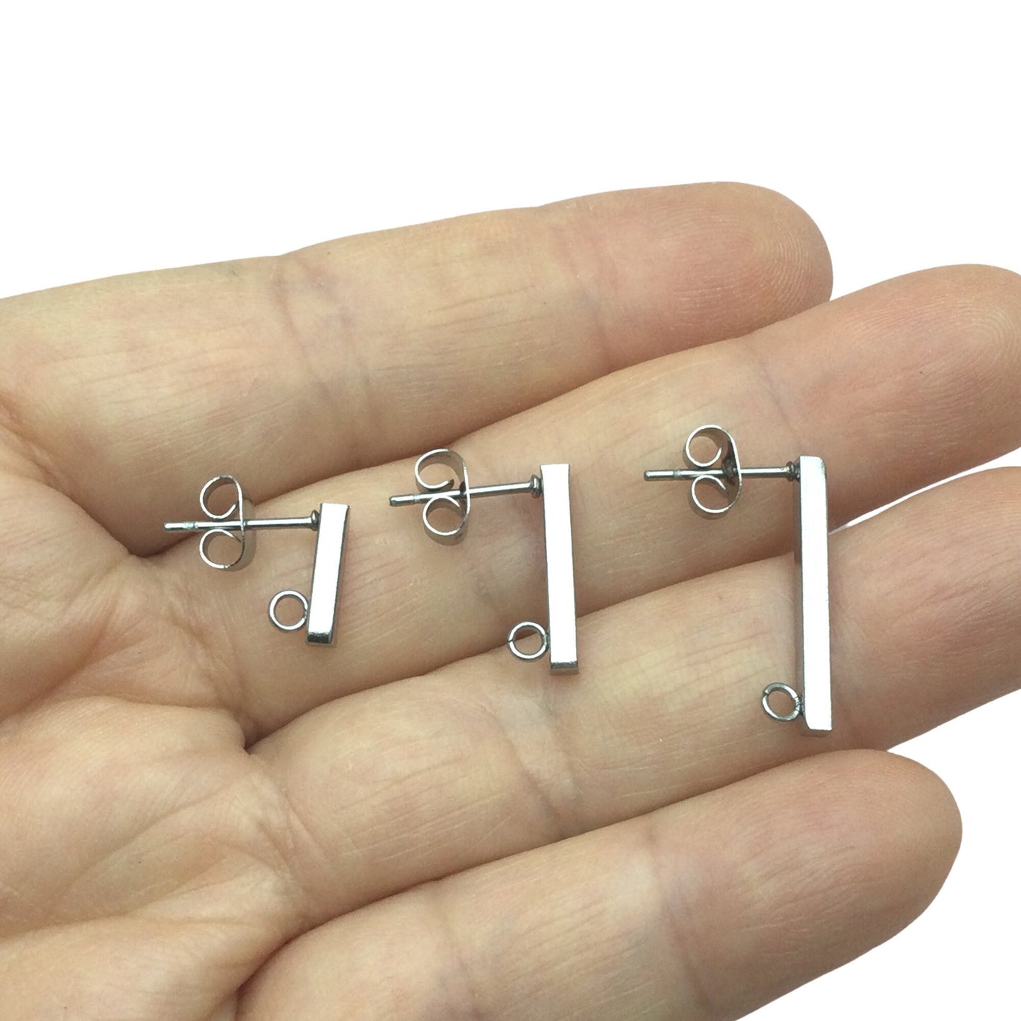 100 pcs lot Stainless Steel 316L Stick Earrings with loop Stud Earring Blanks DIY Earring Jewelry Findings