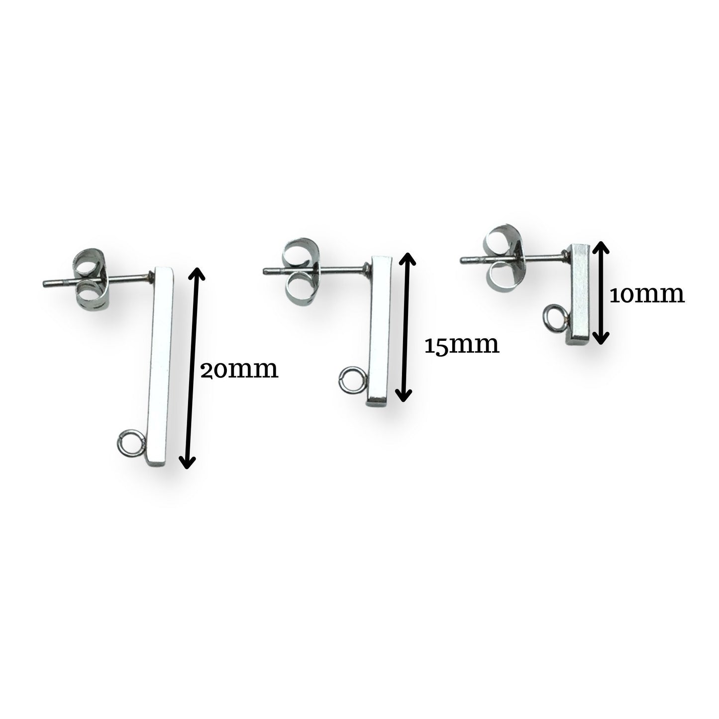 100 pcs lot Stainless Steel 316L Stick Earrings with loop Stud Earring Blanks DIY Earring Jewelry Findings