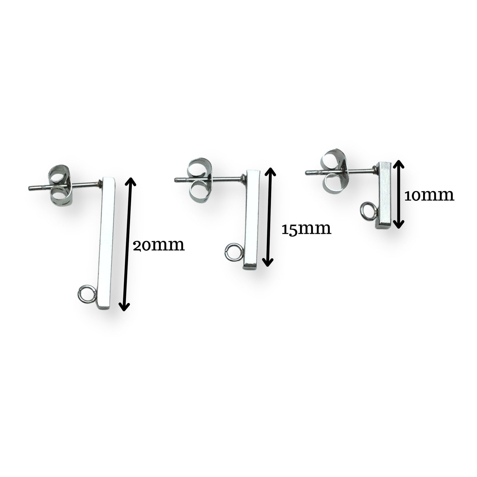 100 pcs lot Stainless Steel 316L Stick Earrings with loop Stud Earring Blanks DIY Earring Jewelry Findings