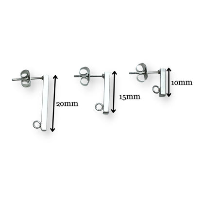 100 pcs lot Stainless Steel 316L Stick Earrings with loop Stud Earring Blanks DIY Earring Jewelry Findings