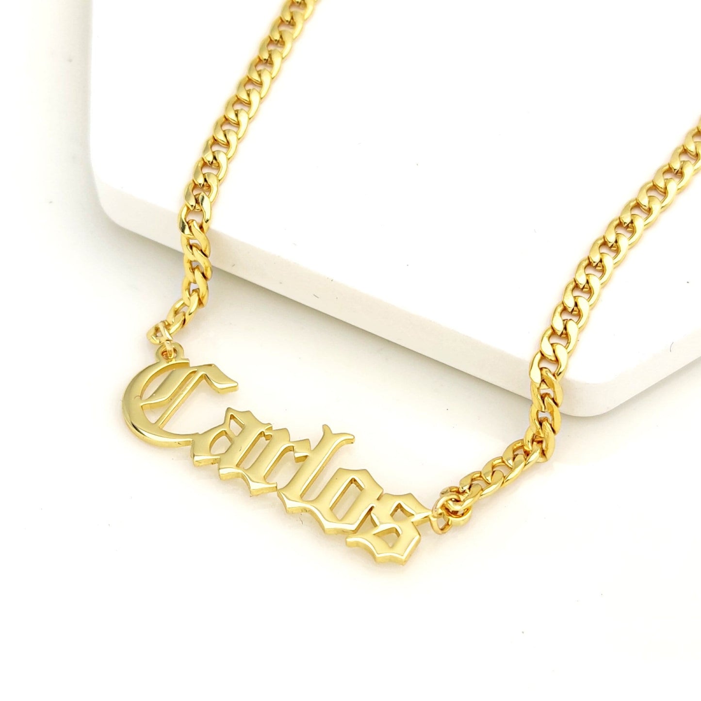 Custom Name Cuban Chain Necklace, Stainless Steel Personalized Choker, Tarnish Resistant Heavy Link Curb Jewelry, Birthday Gift for Men