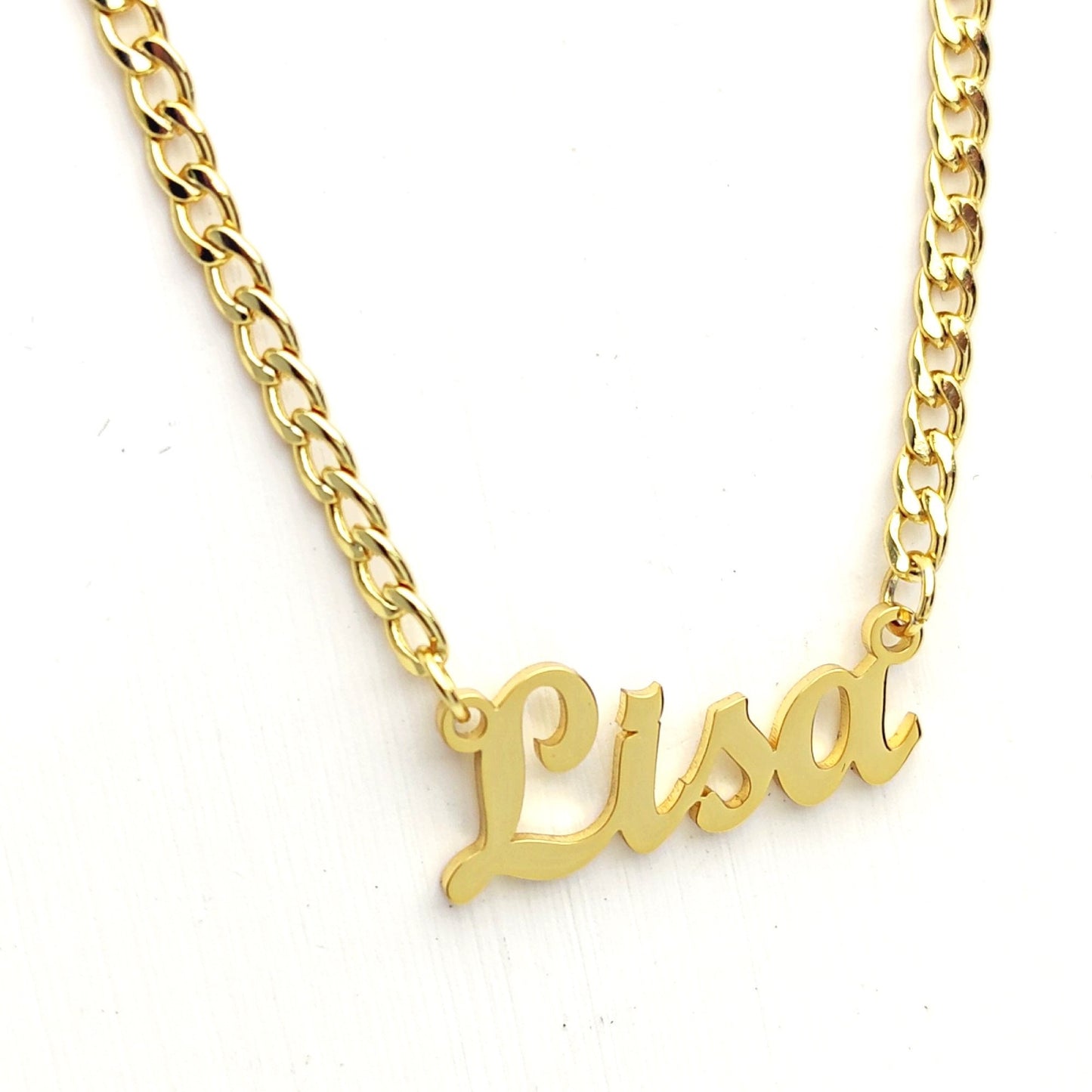Custom Name Cuban Chain Necklace, Stainless Steel Personalized Choker, Tarnish Resistant Heavy Link Curb Jewelry, Birthday Gift for Men