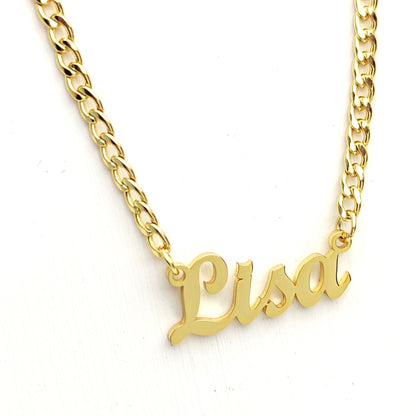 Custom Name Cuban Chain Necklace, Stainless Steel Personalized Choker, Tarnish Resistant Heavy Link Curb Jewelry, Birthday Gift for Men