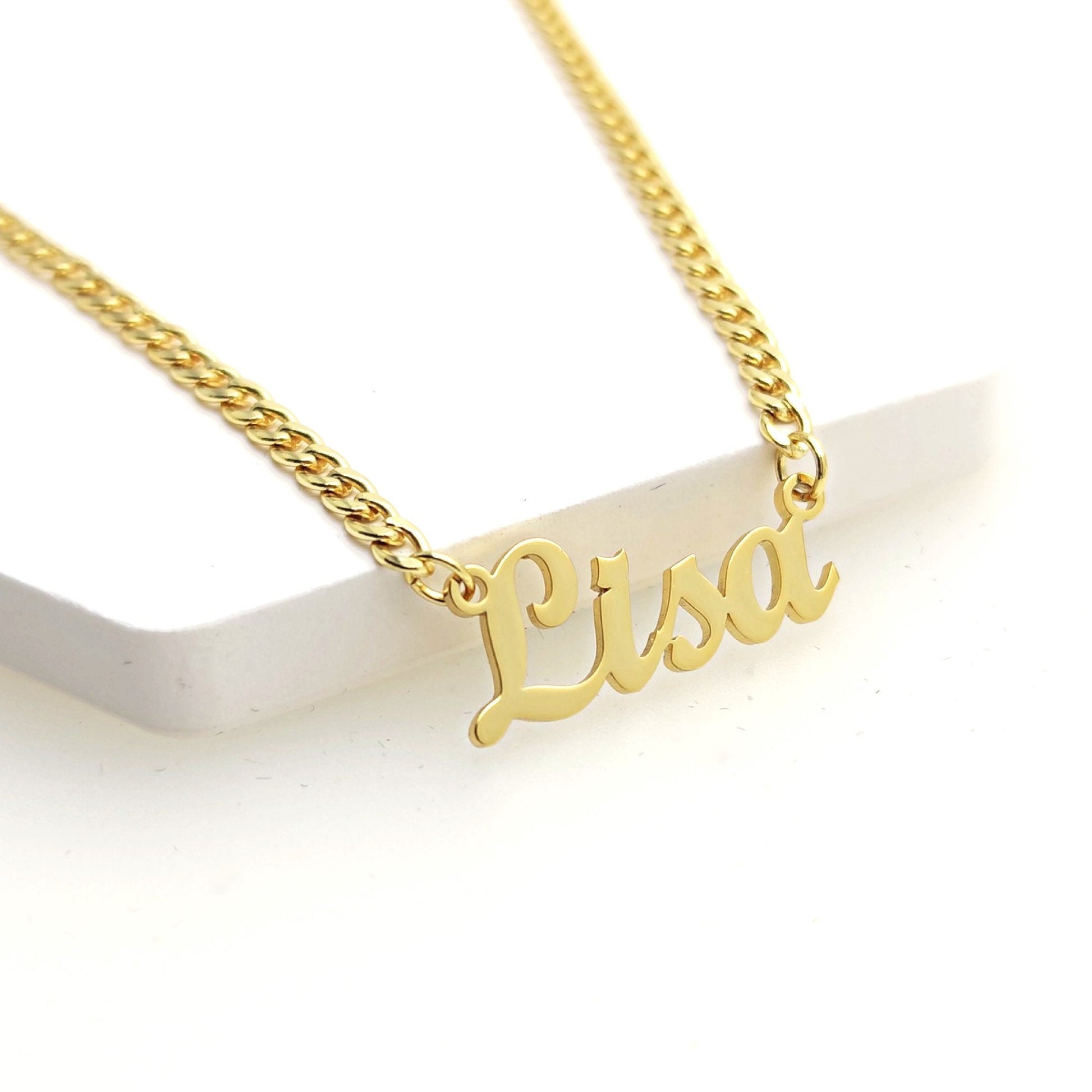 Custom Name Cuban Chain Necklace, Stainless Steel Personalized Choker, Tarnish Resistant Heavy Link Curb Jewelry, Birthday Gift for Men