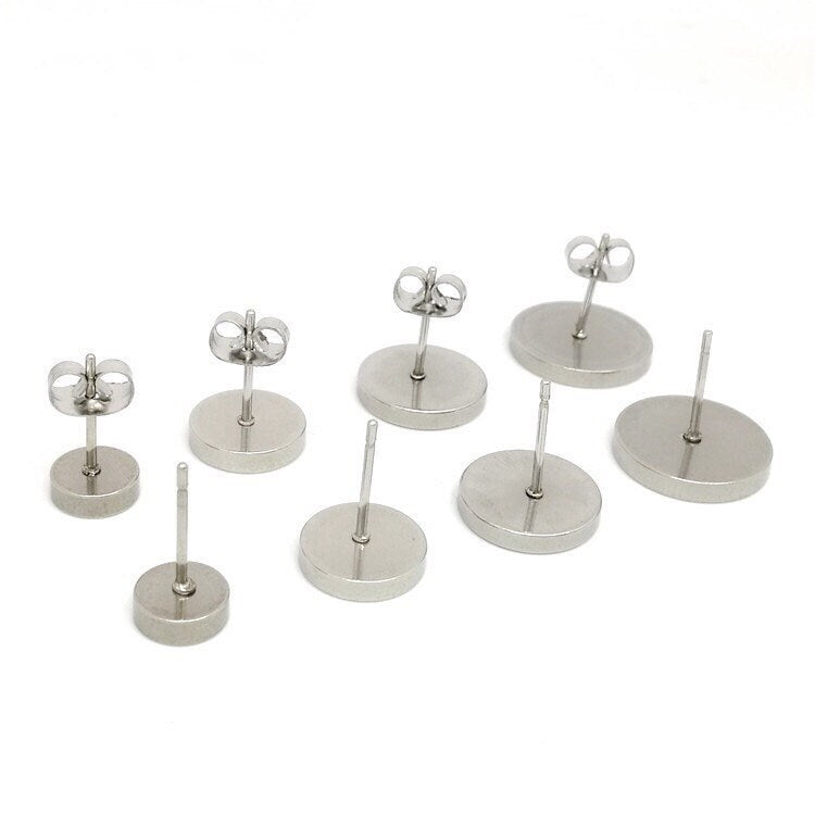 100pcs Stainless Steel 316L Thick Rim Stud Earring Round Bezel Setting Blanks DIY Earring Jewelry Findings