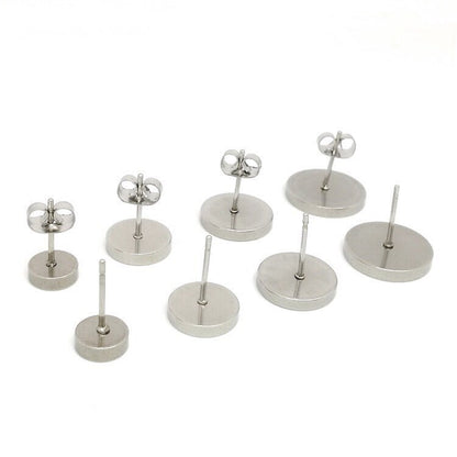 100pcs Stainless Steel 316L Thick Rim Stud Earring Round Bezel Setting Blanks DIY Earring Jewelry Findings