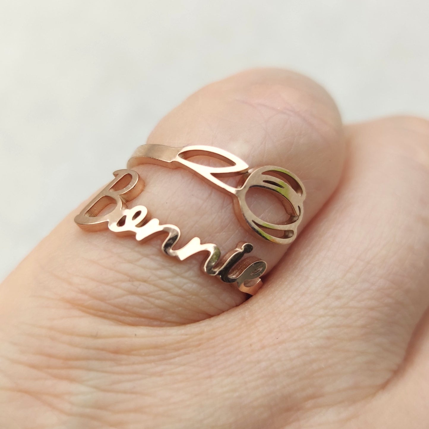 Personalized Tulip Flower Name Ring, Stainless Steel Adjustable Custom Birth Month Floral Jewelry, Unique Mother Day Christmas Gift for Her