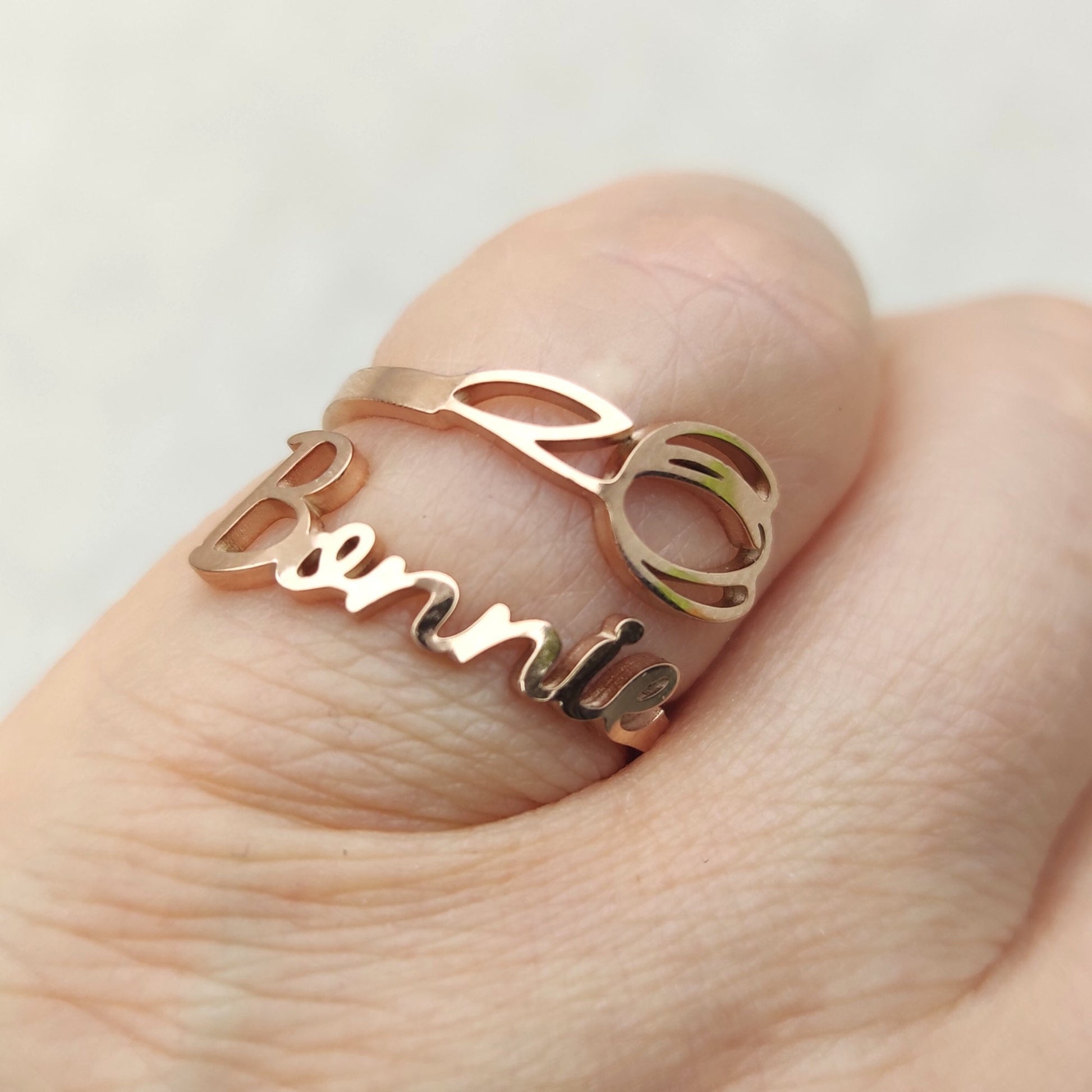 Personalized Tulip Flower Name Ring, Stainless Steel Adjustable Custom Birth Month Floral Jewelry, Unique Mother Day Christmas Gift for Her