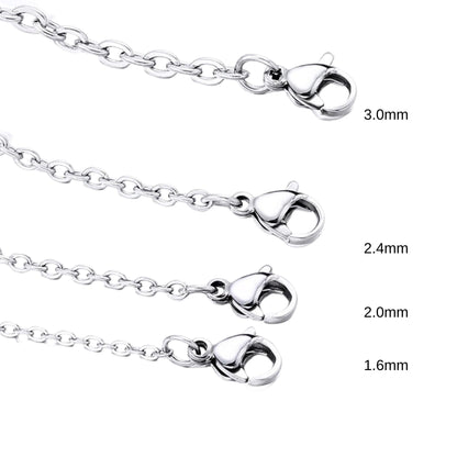 Bulk 100pcs Hypoallergenic Stainless Steel Cable Chains with Lobster Clasp, Wholesale Necklace Blank for Jewelry Making Jewelry Supplies