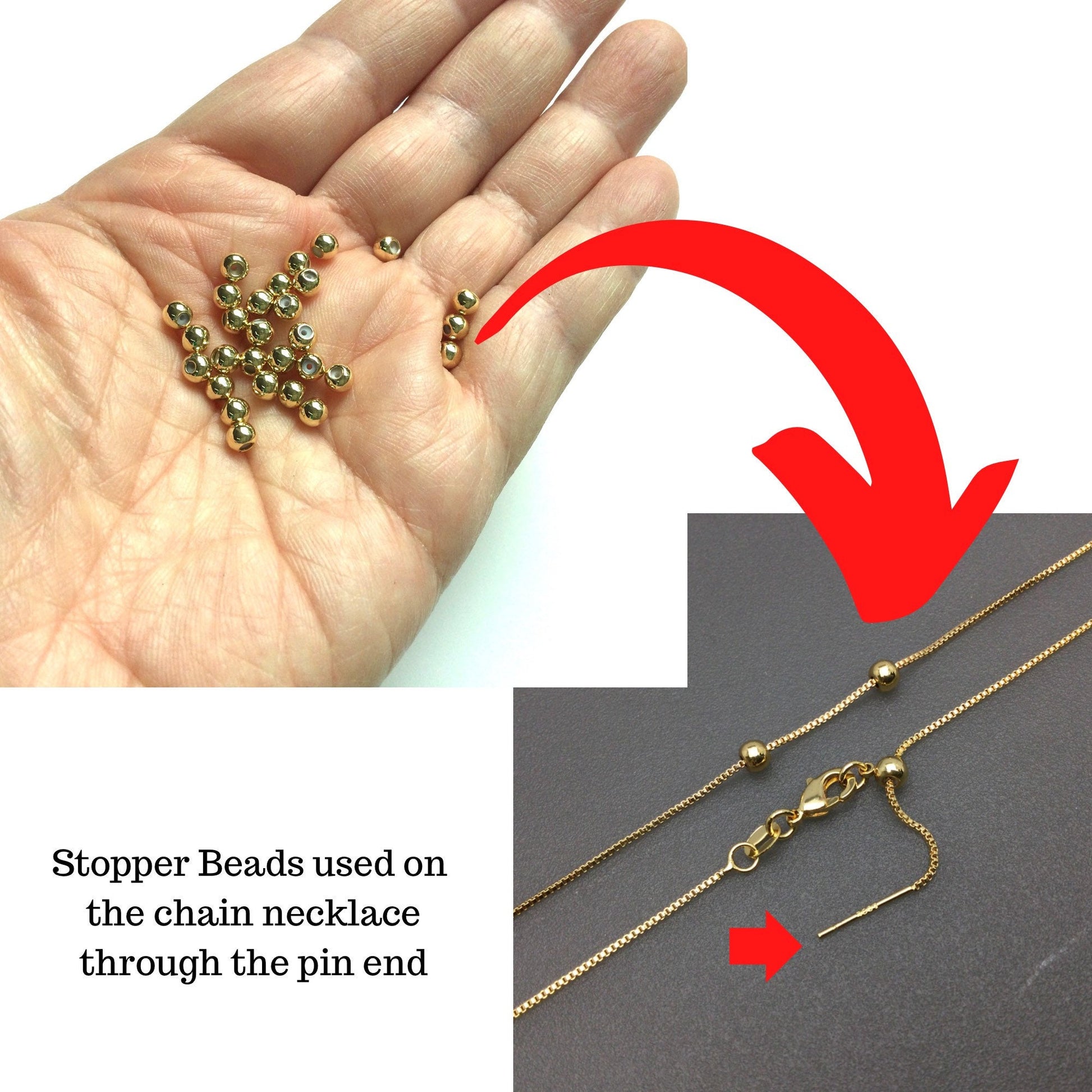 Bulk 50pcs Brass Slider Stopper Bead Findings For Adjustable Function on Dainty Necklace Bracelet