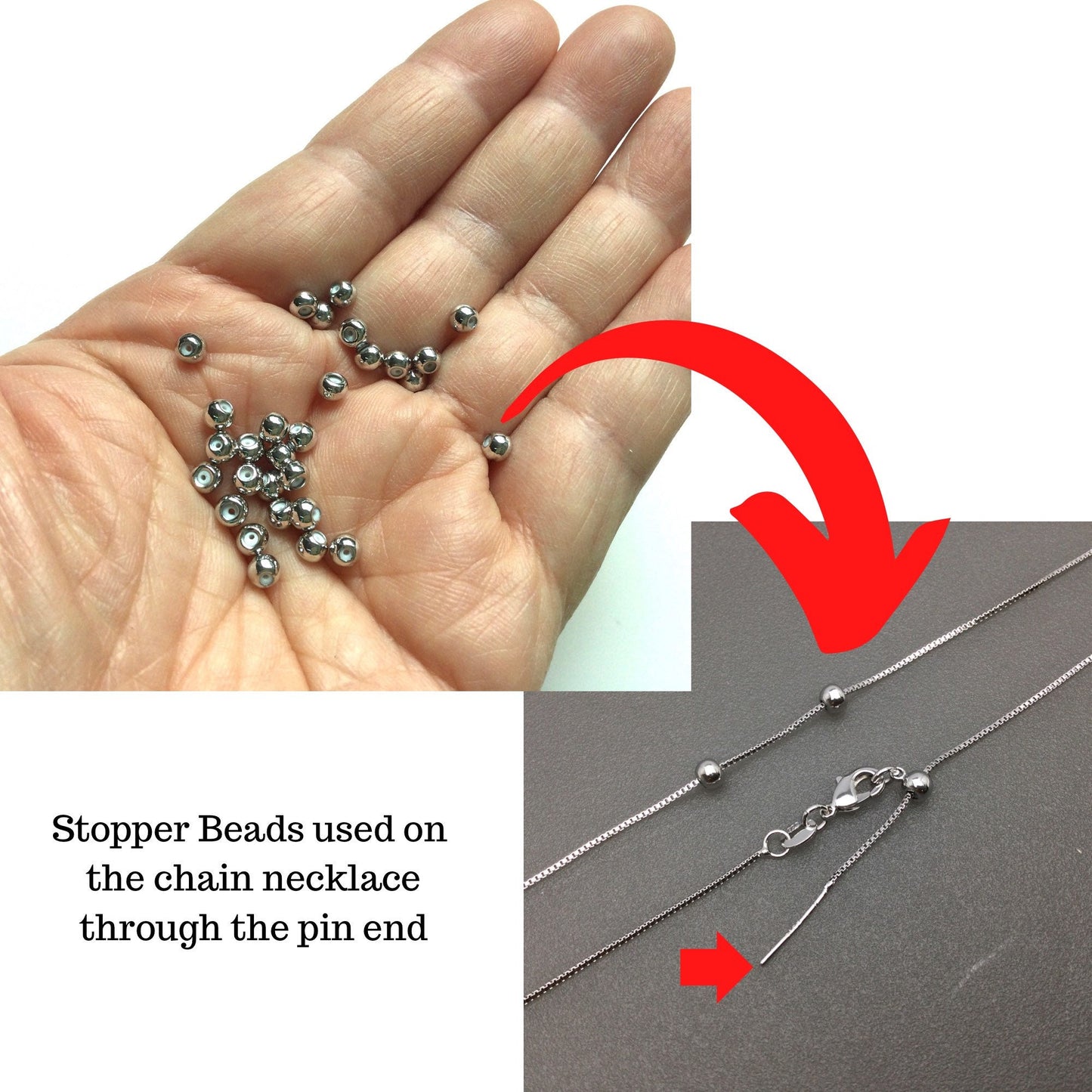 Bulk 50pcs Brass Slider Stopper Bead Findings For Adjustable Function on Dainty Necklace Bracelet