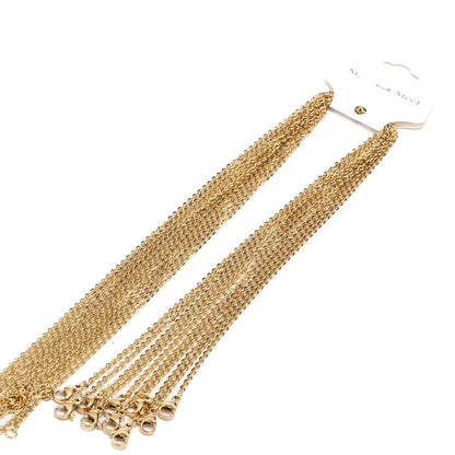 10/50 pcs Gold Plated Hypoallergenic Stainless Steel Cable Chains with Lobster Clasp, Wholesale Necklace Blank Jewelry Making 45/50cm Long
