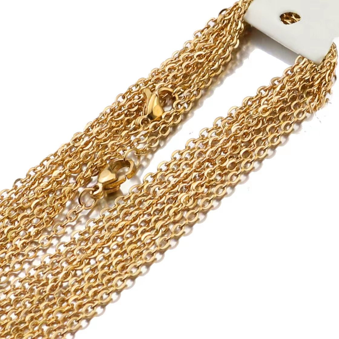 10/50 pcs Gold Plated Hypoallergenic Stainless Steel Cable Chains with Lobster Clasp, Wholesale Necklace Blank Jewelry Making 45/50cm Long
