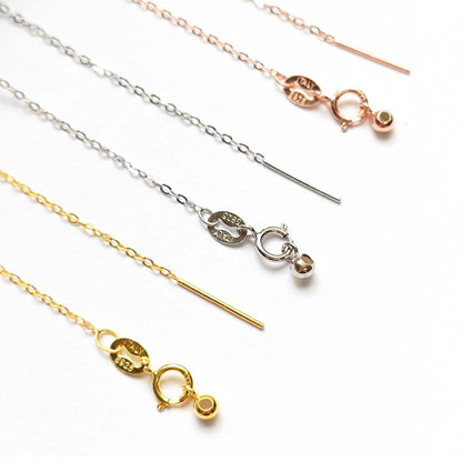 Solid 925 Sterling Silver Adjustable Cable Chain Necklace with Pin End for Adding Beads, Tarnish Resistant Slider Chain Wholesale