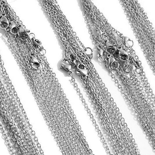 Bulk 100pcs Hypoallergenic Stainless Steel Cable Chains with Lobster Clasp, Wholesale Necklace Blank for Jewelry Making Jewelry Supplies