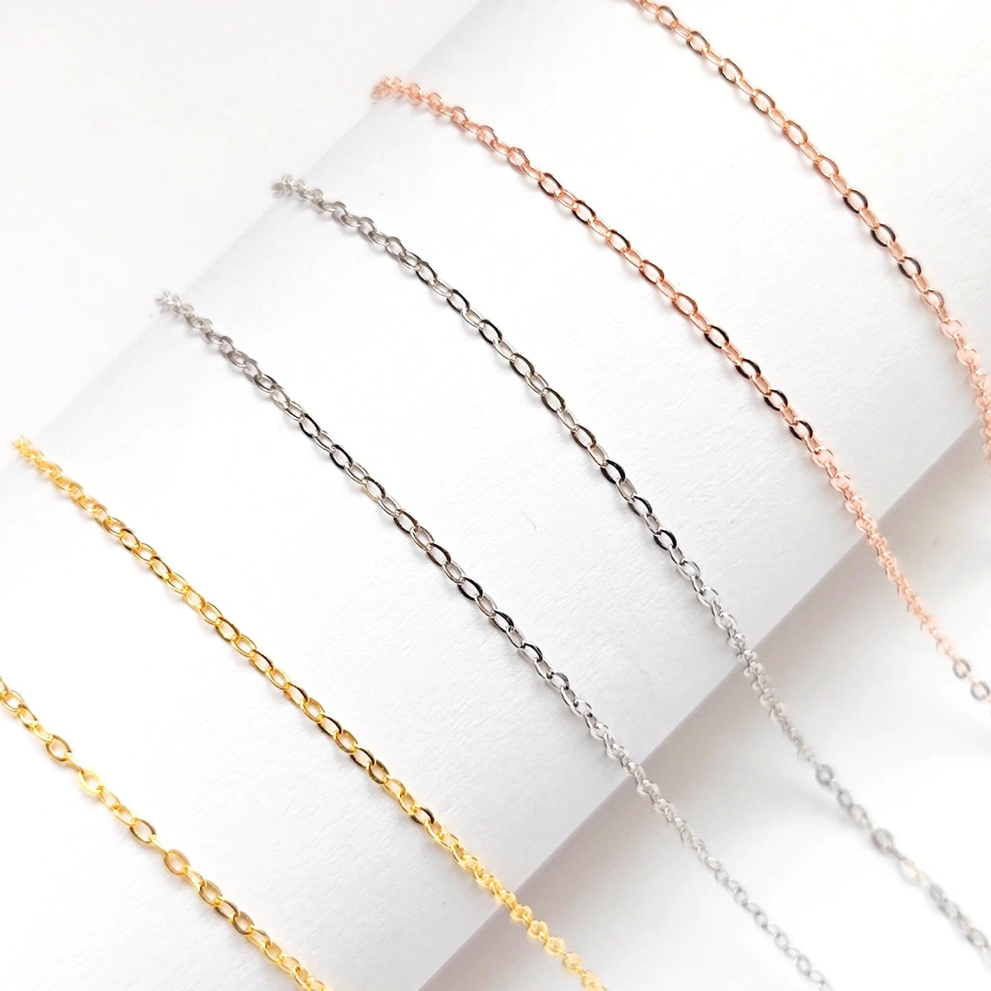 Solid 925 Sterling Silver Adjustable Cable Chain Necklace with Pin End for Adding Beads, Tarnish Resistant Slider Chain Wholesale