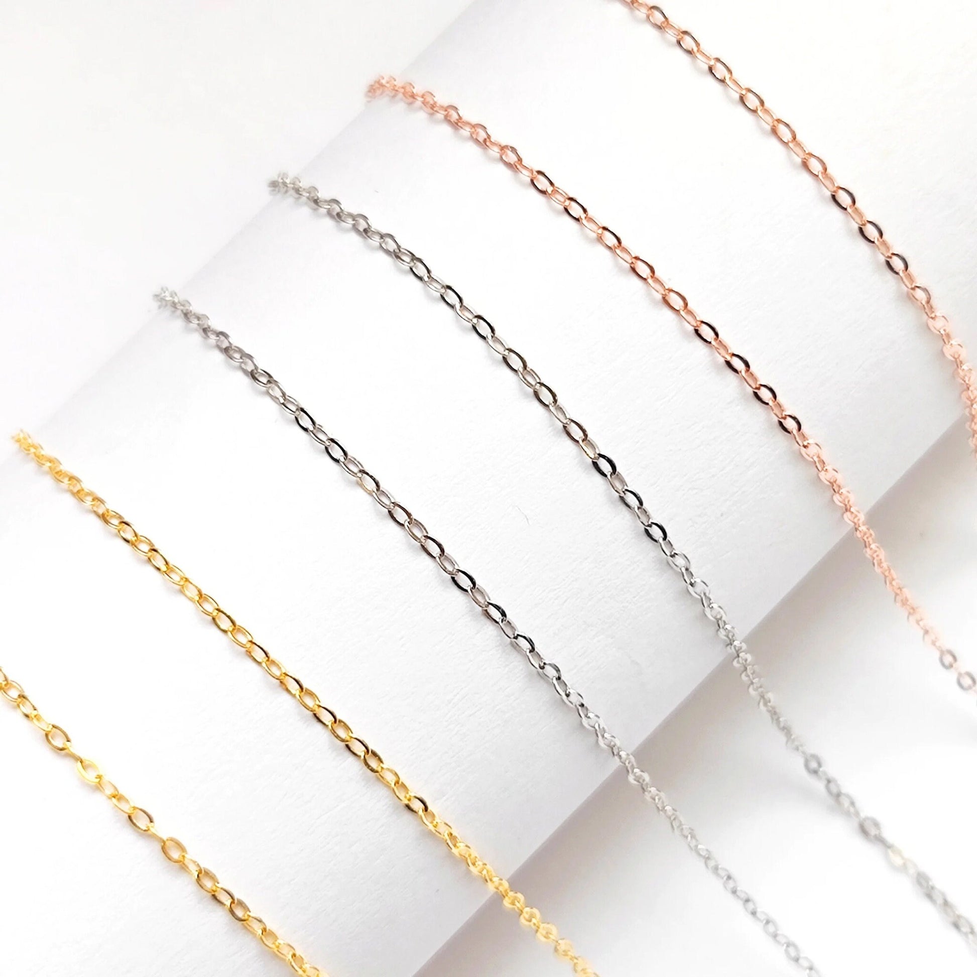 Solid 925 Sterling Silver Adjustable Cable Chain Necklace with Pin End for Adding Beads, Tarnish Resistant Slider Chain Wholesale
