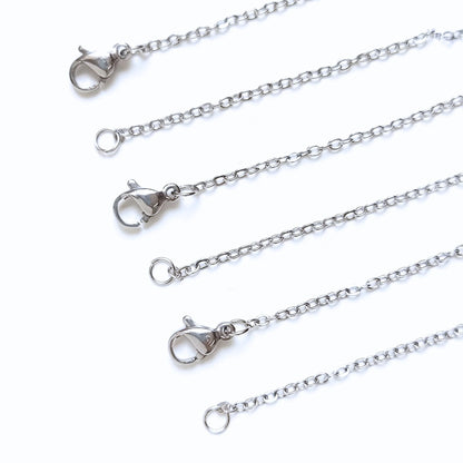 Bulk 100pcs Hypoallergenic Stainless Steel Cable Chains with Lobster Clasp, Wholesale Necklace Blank for Jewelry Making Jewelry Supplies